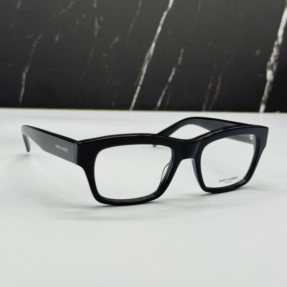 NEW SL616 001 SAINT LAURENT SQUARE BLACK MEN SL 616 001 EYEGLASSES - Picture 1 of 10